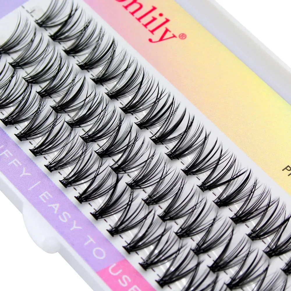 Moonlily คุณภาพสูงผ้าไหม Cluster Eyelashes Extensions ธรรมชาติยาวนุ่ม 3D Volume Effect Faux Bunche แต่งหน้า Lash