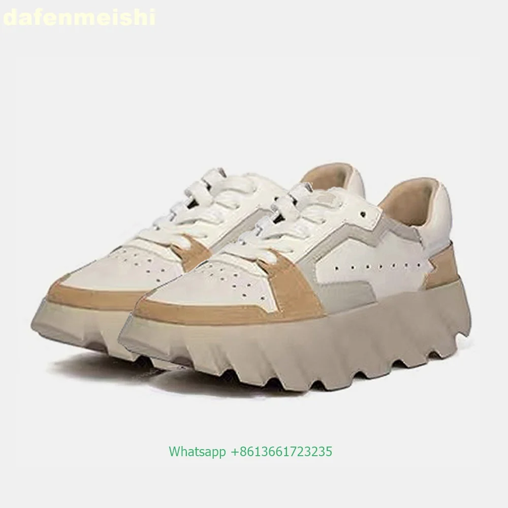 

2024 Spring Summer New German Trainer Shoes Women's Sports Mixed Color Platform Shoes Wedges Thick Bottom Lace-Up Casual Shoes