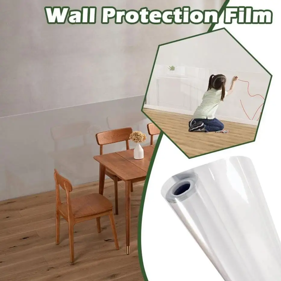 Home Transparent Electrostatic Wall Protection Stickers Wall Protective Film Scratch-resistant Anti-dirty Does Not Hurt The Wall