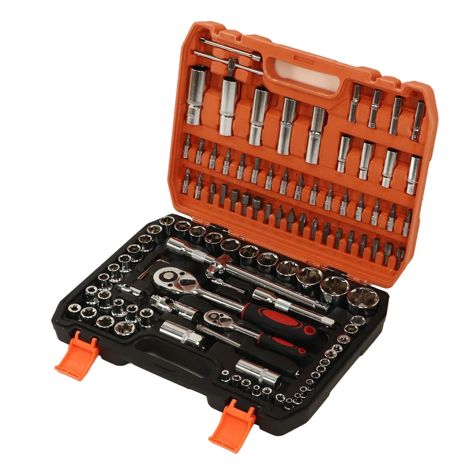 108 Pieces Mechanical Repair Tools Impact Socket Assortment Kit Ratchet and Hex Wrenches Screwdriver Bits Mechanical Repair Set