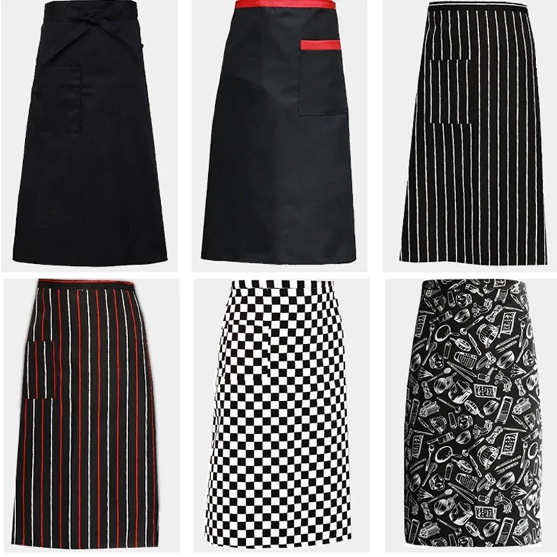 Catering Uniform Half-length Adult Apron Striped Hotel Restaurant  Kitchen Chef Cooking Apron Bakery Cafe Waiter Apron
