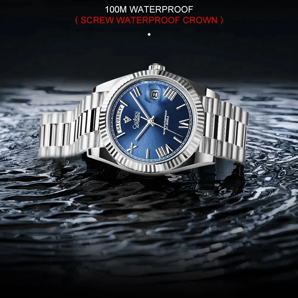 CADISEN Men's Mechanical Watch Luxury Meteorite Dial Sapphire