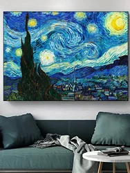 DIY Round Diamond Handmade Diamond Painting Landscape Van Gogh's Starry Sky Pattern Full Diamond Mosaic Decorative Painting Set