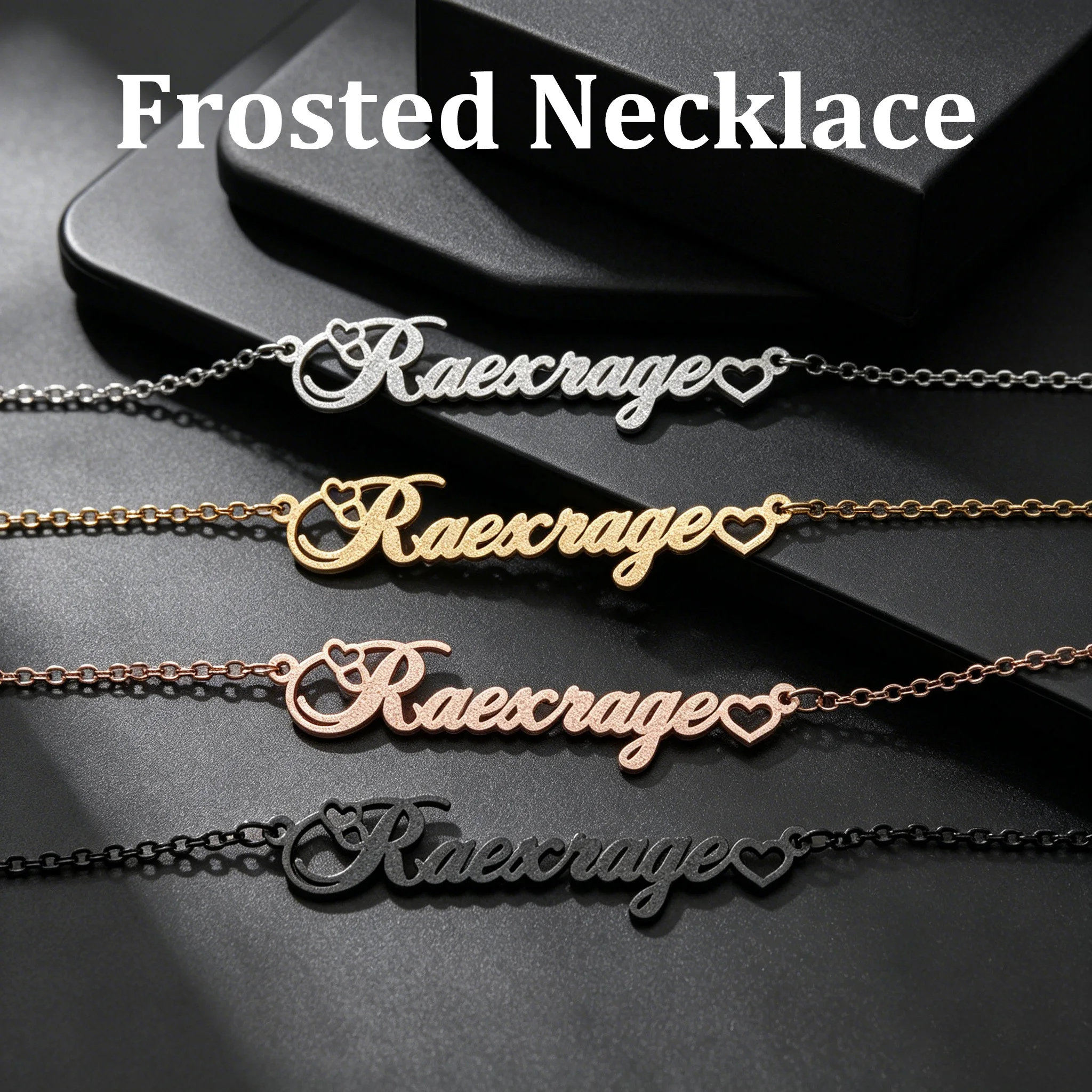

Classic Personalized Custom Name Necklaces For Women Heart Letter Choker Stainless Steel Frosted Pendants Unique Jewelry Gifts