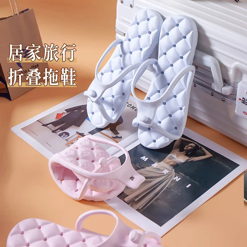 شباشب قابلة للطي أساسية للسفر، صنادل محمولة مضادة للانزلاق للفندق والشاطئ، شباشب خفيفة الوزن وسريعة الجفاف للرجال والنساء