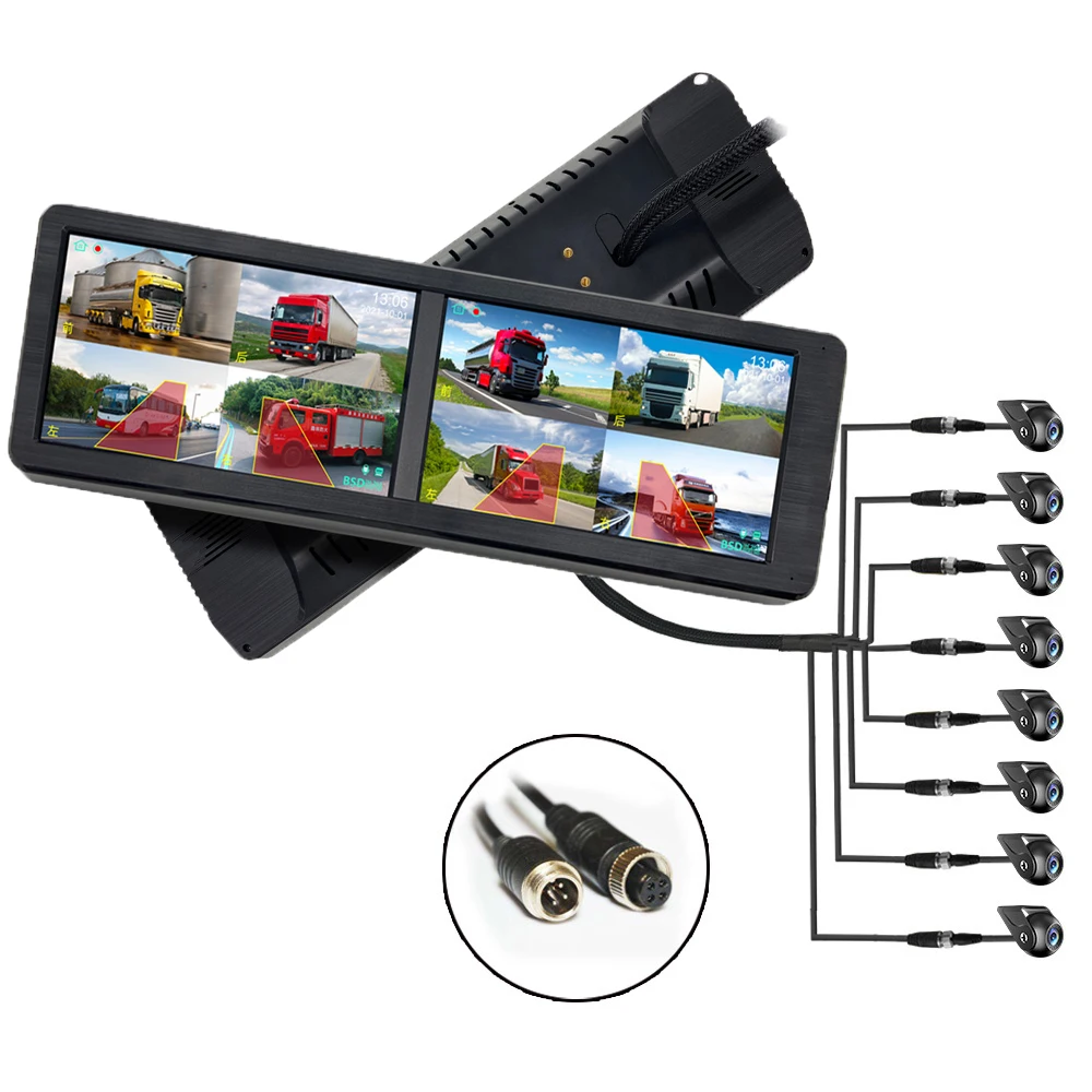 

New 15.88 Inch 8 Blind Spot BSD Truck Driving Recorder Starlight Night Vision Reversing Video Side View Electric Mirror 1080P