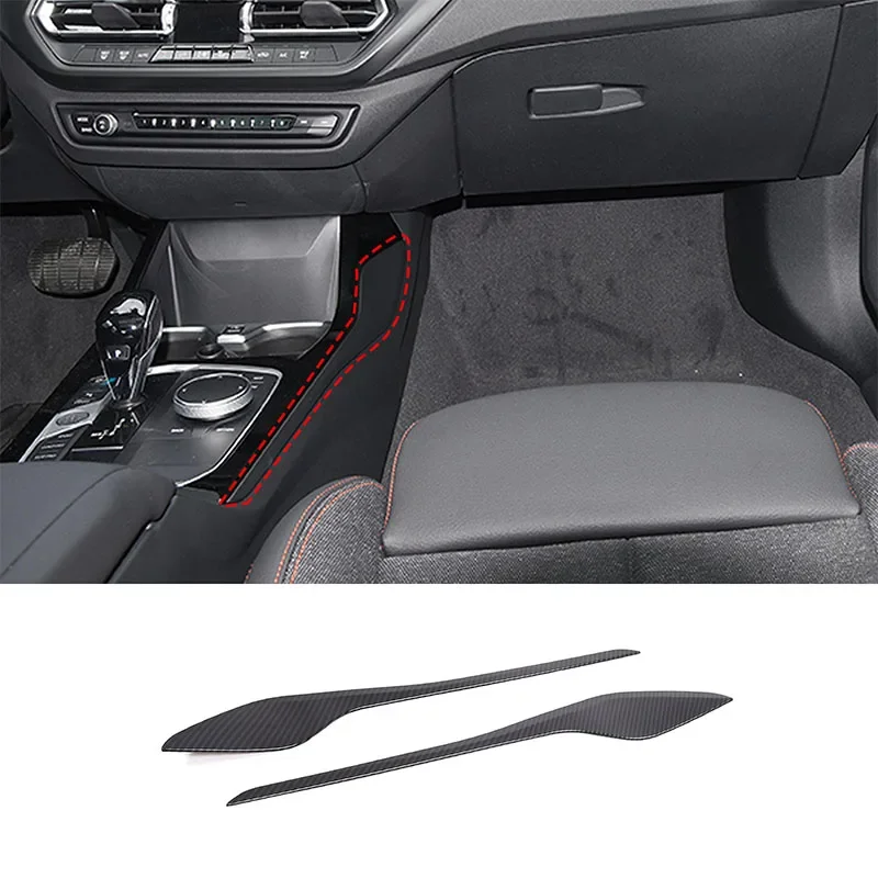 

For BMW 1 2 Series F40 F44 2020+ ABS Carbon Fiber Car Center Gear Shift Side Trim Decoration Sticker Interior Accessories 2 Pcs