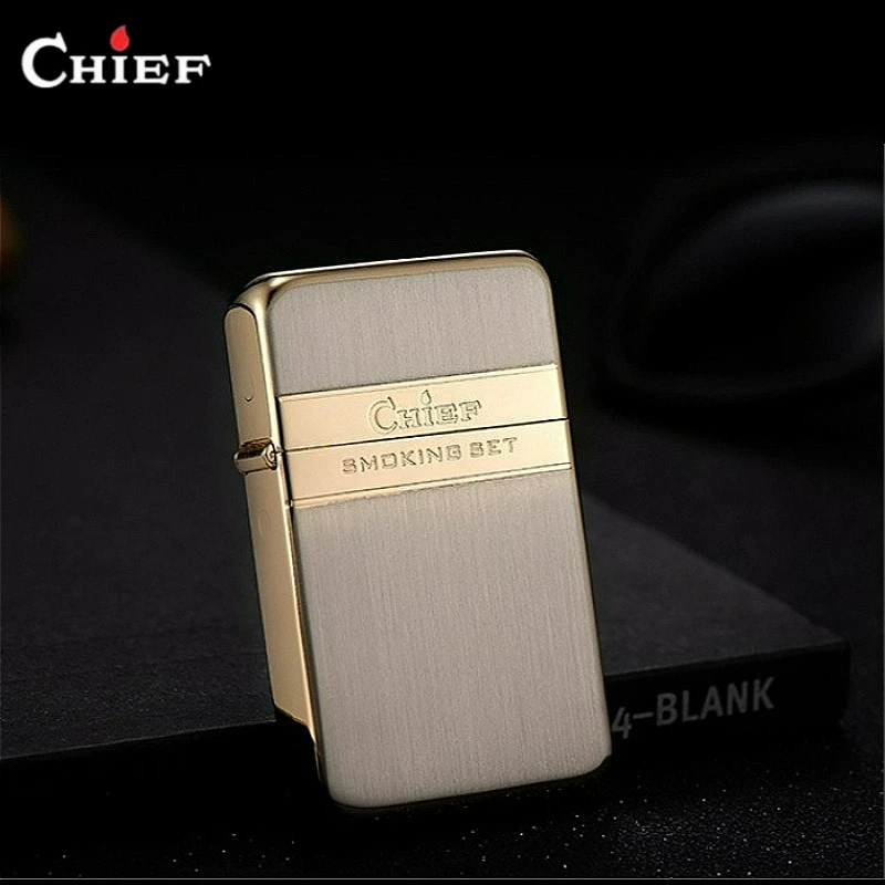 

Зажигалка CHIEF Retro из чистой меди, ветрозащитная, с кремневым колесом, легкая, креативная, высококачественный подарок для курильщиков