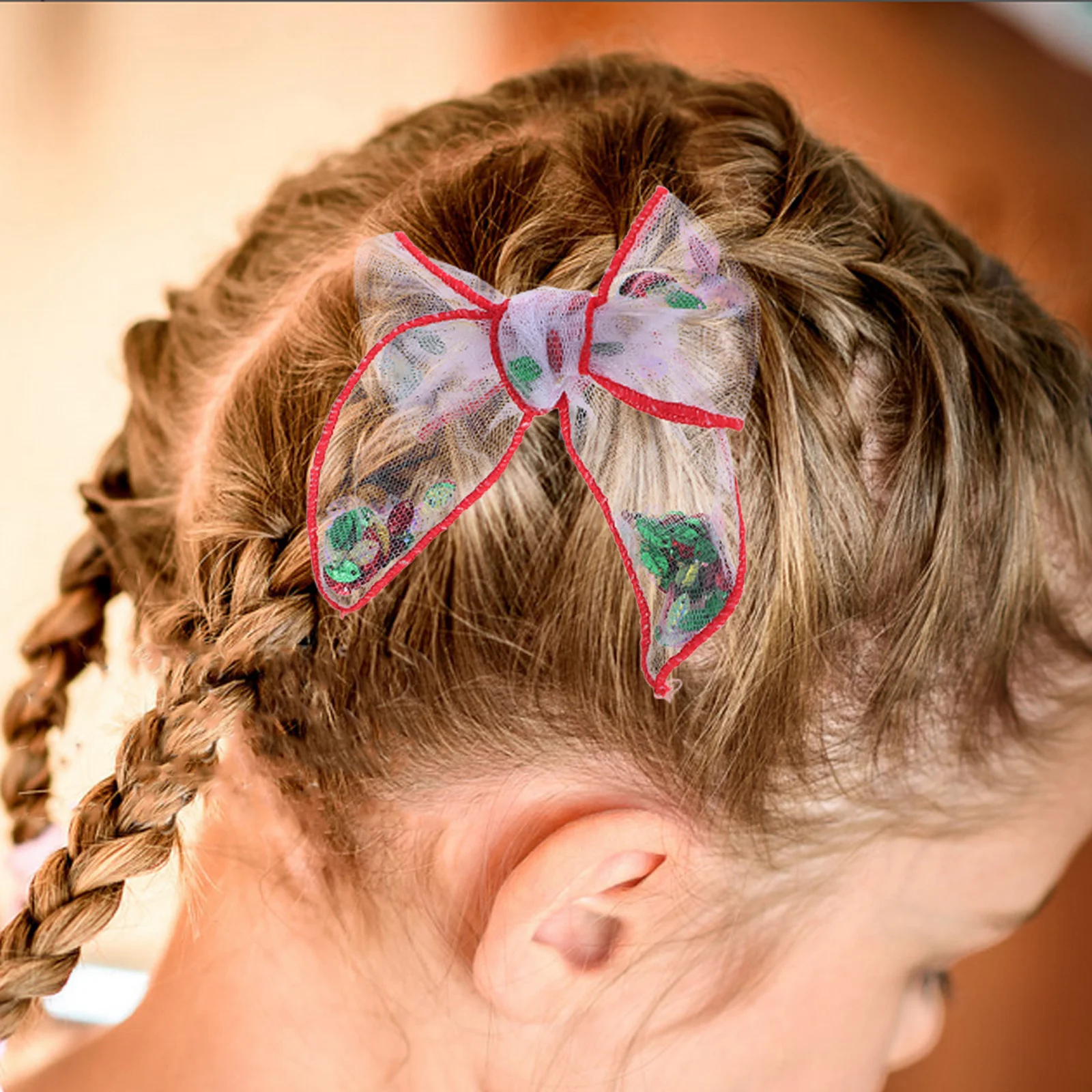 4 pçs grampos de cabelo das crianças malha vermelha bowknot clipes laterais macio respirável mini arco acessórios para o cabelo para festa de aniversário escola