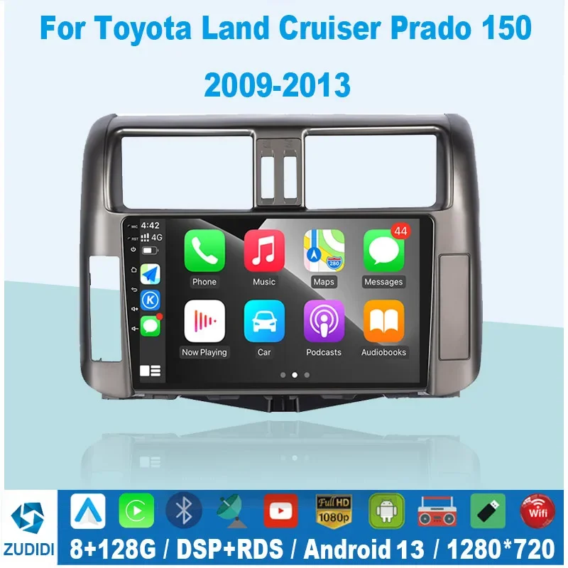 Android 13 AI Voice Car Radio Android Auto Multimedia For Toyota Land Cruiser Prado 150 2009-2013 4G Carplay 2din autoradio