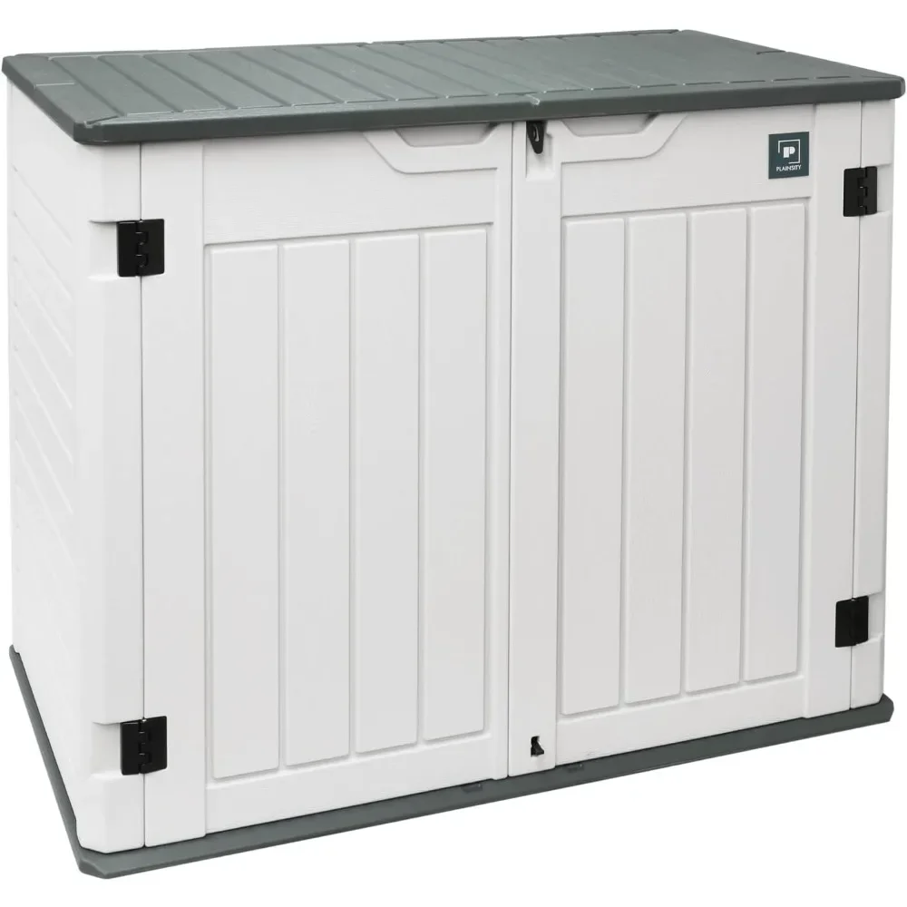 Outdoor Storage Sheds for Storage of Bike, Trash Cans, 35 cu ft, Waterproof, Dark Gray Weather Resistant Resin Tool Shed