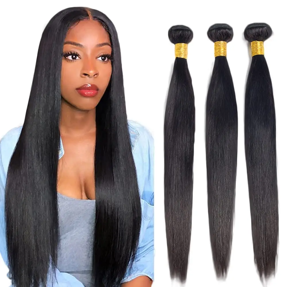 8-16 Inch Straight Human Hair Bundles 12A Brazilian Virgin Hair 100% Human Hair Extensions 50g Per Bundle 1/3/4pcs Bundles