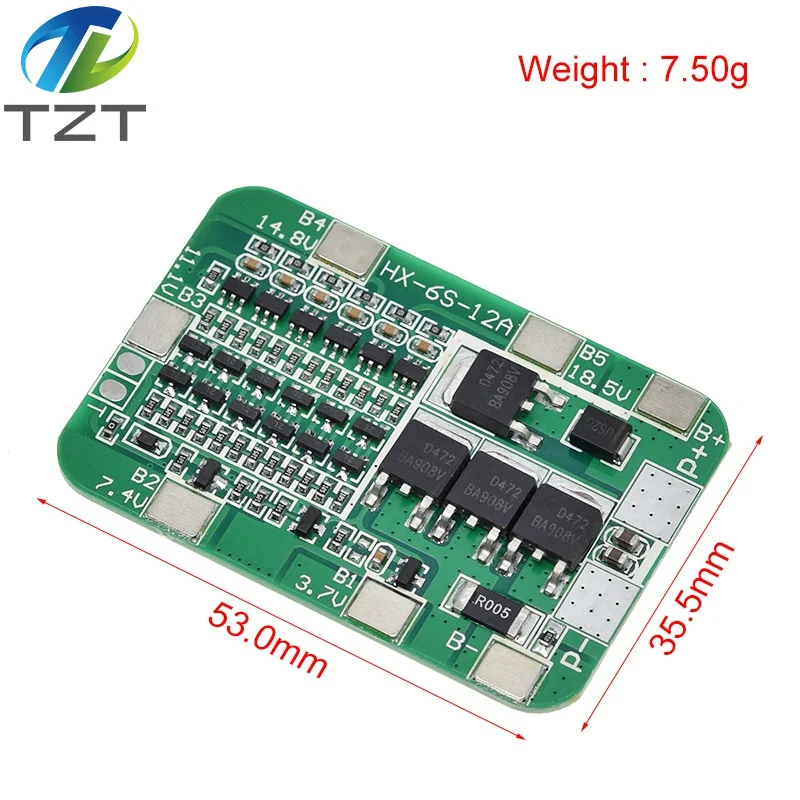 6S 15A 24V PCB BMS Protection Board For 6 Pack 18650 Li-ion Lithium Battery Cell Module New Arrival image 2