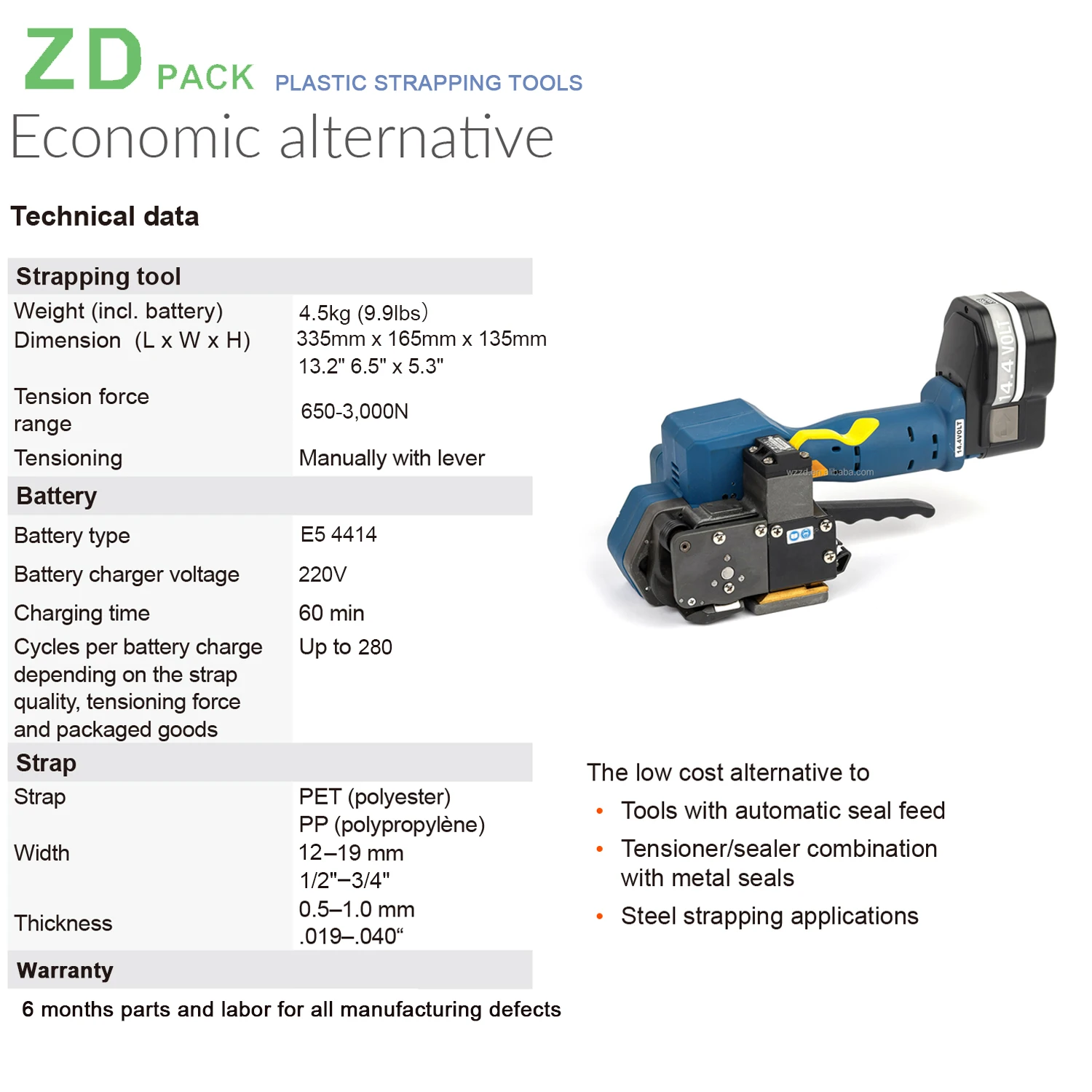 Strapping Machine 27000mha Battery Powered Strapping Tool for Flat Packages or Pallets with Polyester and Polypropylene