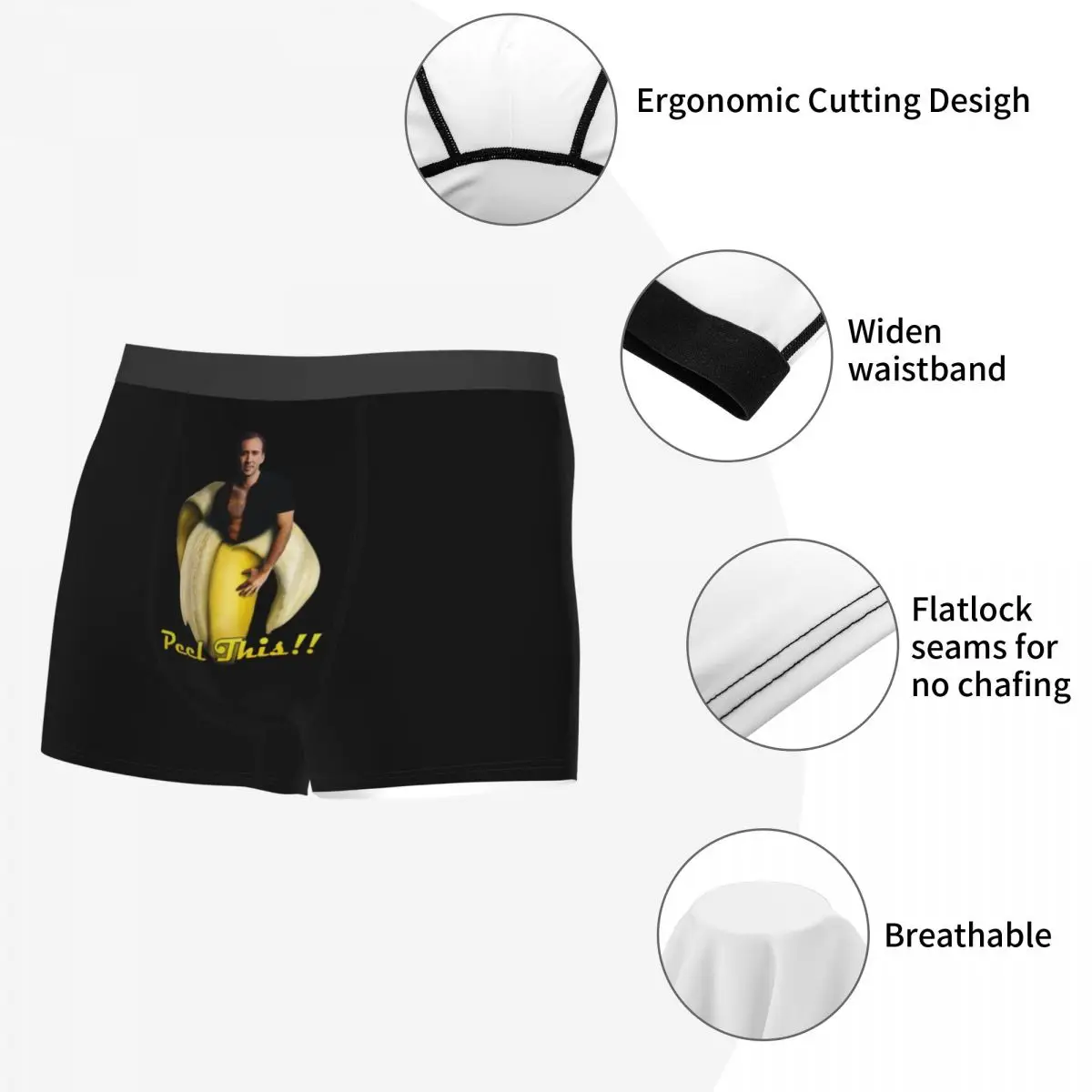 Custom Banana Nicolas Cage Underwear Men Breathable Funny Meme Boxer Briefs Shorts Panties Soft Sexy Underpants For Homme