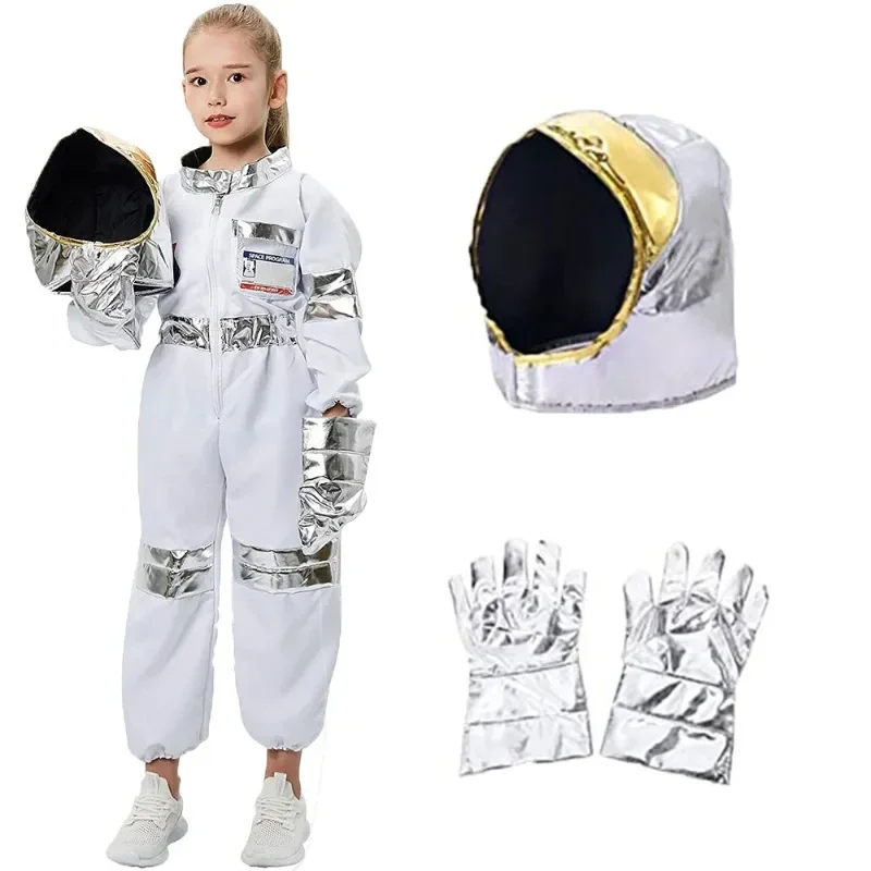 Children Astronaut Spaceman Cosplay Costume Space Suit Boys and Girls Jumpsuit Halloween Carnival Party Dress Up Birthday Gift