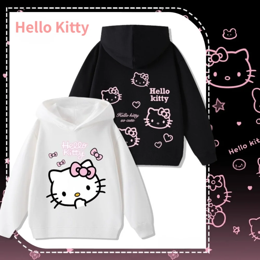 

Hello Kitty Sanrio Hello Kitty Children's Sweatshirt Girl Clothing Autumn and Winter Warm Girl Hoodie Fashion Girl Clothes