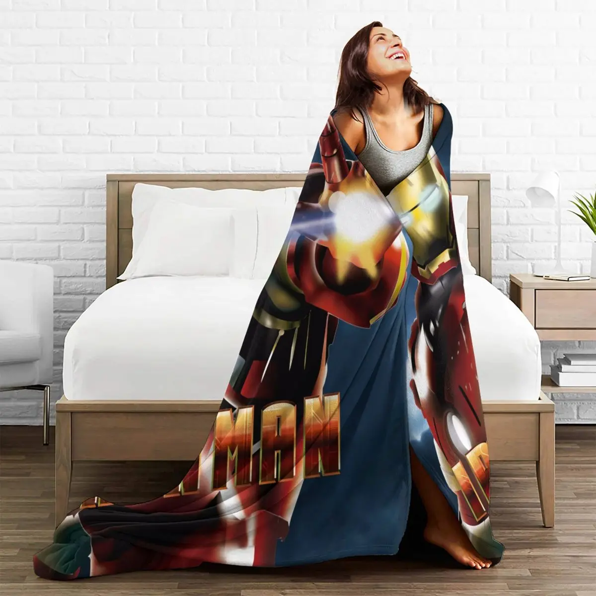 Iron Man Warm Blanket Marvel Hero Camping Plush Throw Blanket Comfortable Couch Bed Flannel Bedspread Sofa Bed Cover