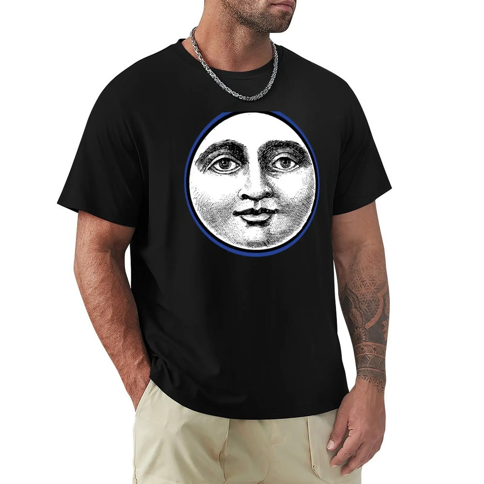 

MOON FACE: BLUE T-Shirt baggy shirts T-shirts oversize mens vintage t shirts