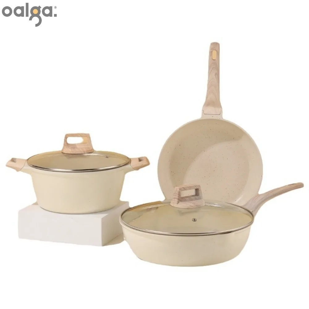 Cookware Sets Pot Set Non-Stick Pan Household Medical Stone Pan Wok and Soup Pot 1-4 Piece Set Cookware Cocina Cooking Pots Set