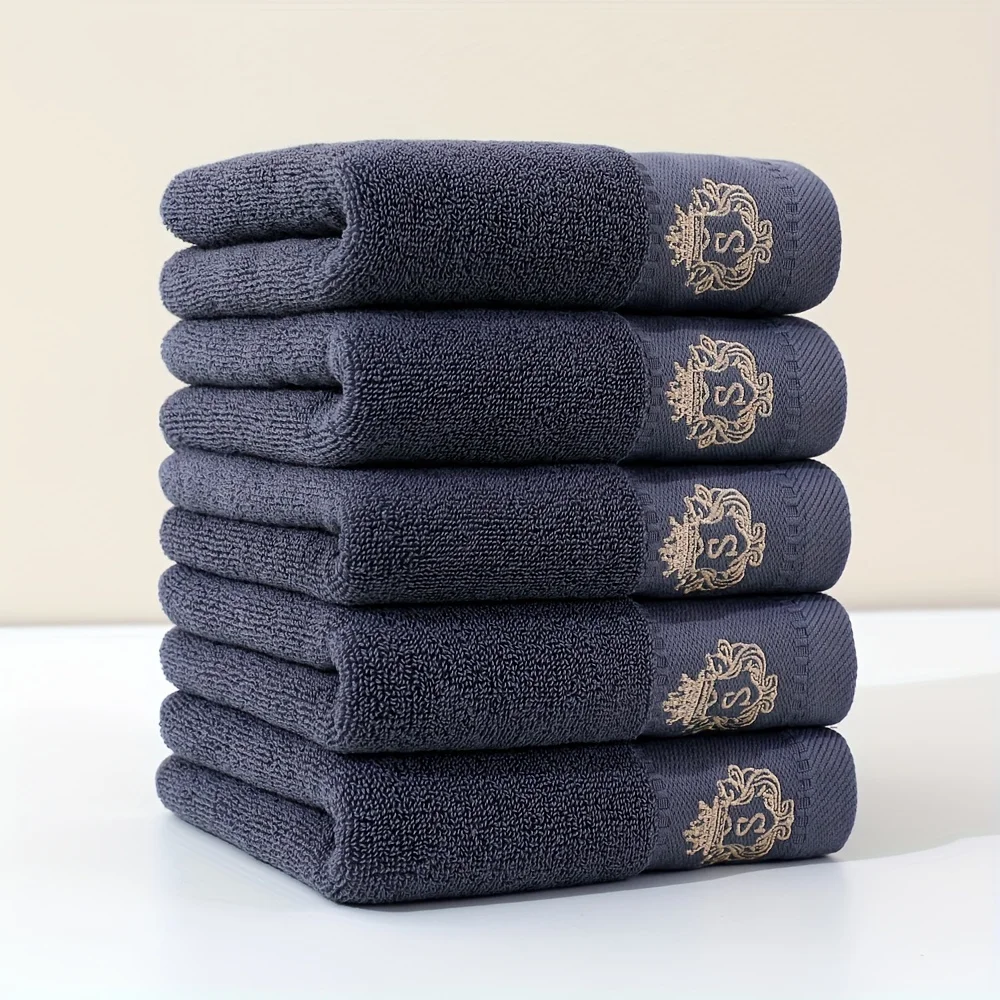 Soft Grey Cotton Bath Towels 70x140cm Set - Absorbent Face Hand Shower Towels 1/5/10PCS for Bathroom Home Daily Use Gift Set