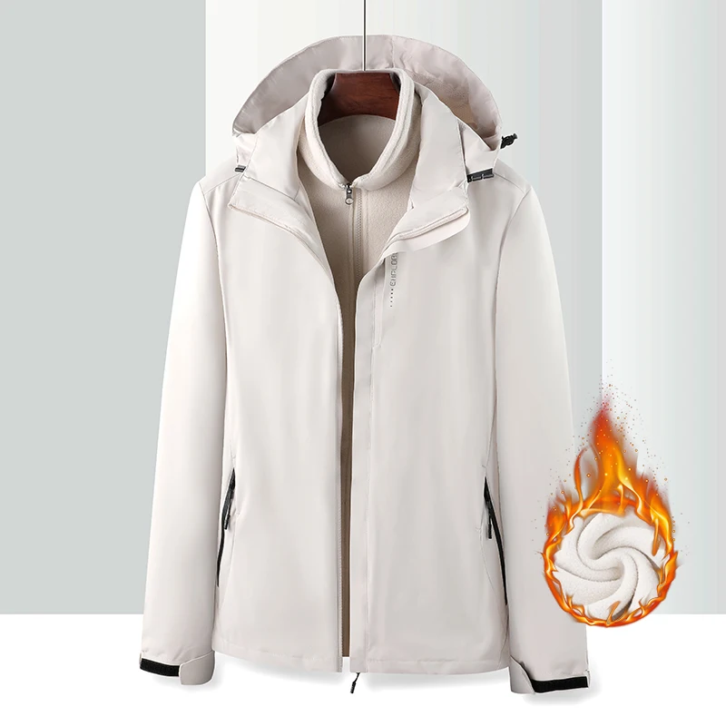 Autumn Winter Outdoor Couple Cycling Sports Three in One Waterproof Windproof Assault Jacket Comfortable Trendy Warm Jacket