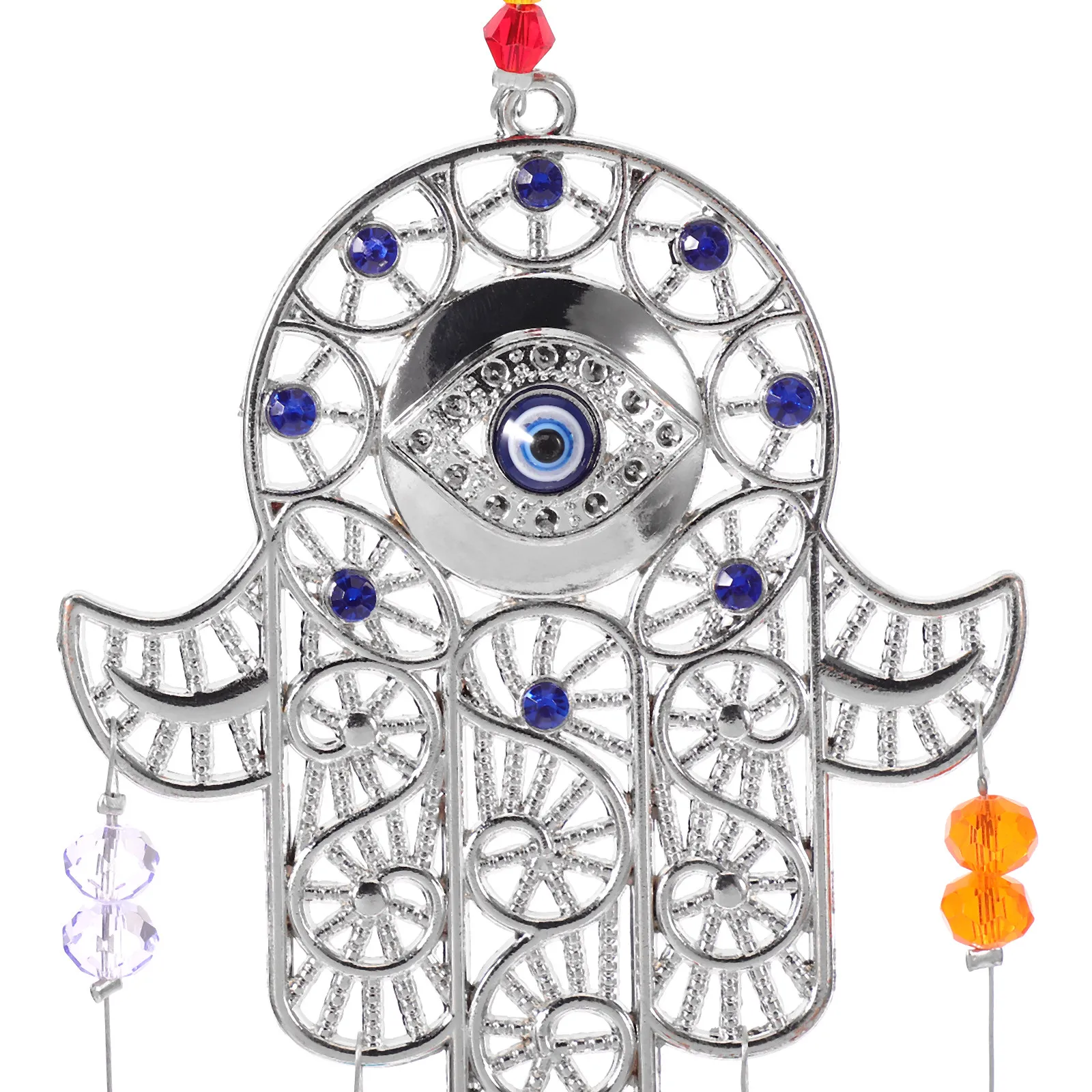Evil Eye Crystal Glass Prism Hanging Ornament Colorful Window Feng Shui Home Garden Good Luck Charm Capturing Light Reflections