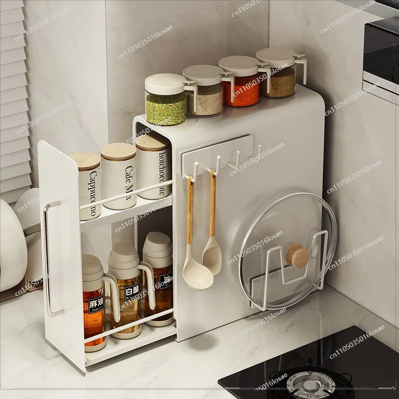For Kitchen Spice Storage RackMulti-function Pull-out Spice Rack Seasoning Storage Box Corner Countertop Storage Cabinet