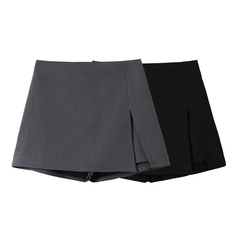 

Черный костюм с разрезом и высокой талией, юбка без рукавов, женская модная утягивающая универсальная юбка с запахом, антилегкая юбка трапециевидной формы