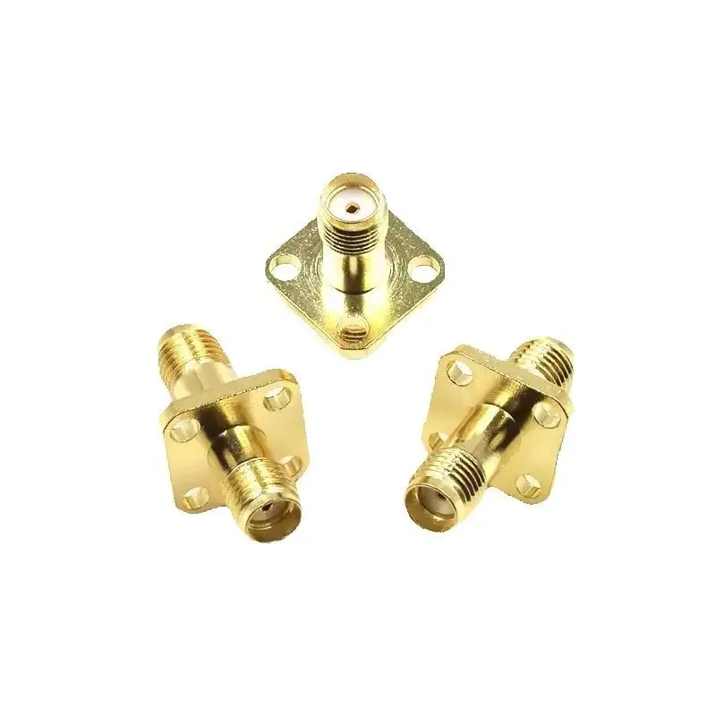 2PCS RF Adapter Connector SMA-SMA-KKF 24MM Double Way Header Female To Female Header Square Plate Flange Plate Double Through