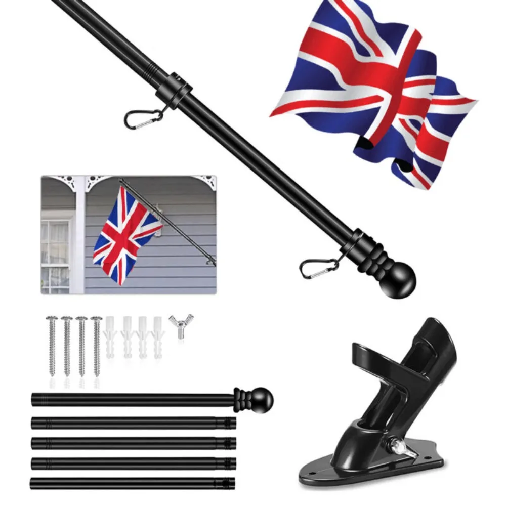 6ft Adjustable Wall Bracket Base Wall Mounting Banner Rack Flag Pole Holder Telescopic Flag Pole Flagpole