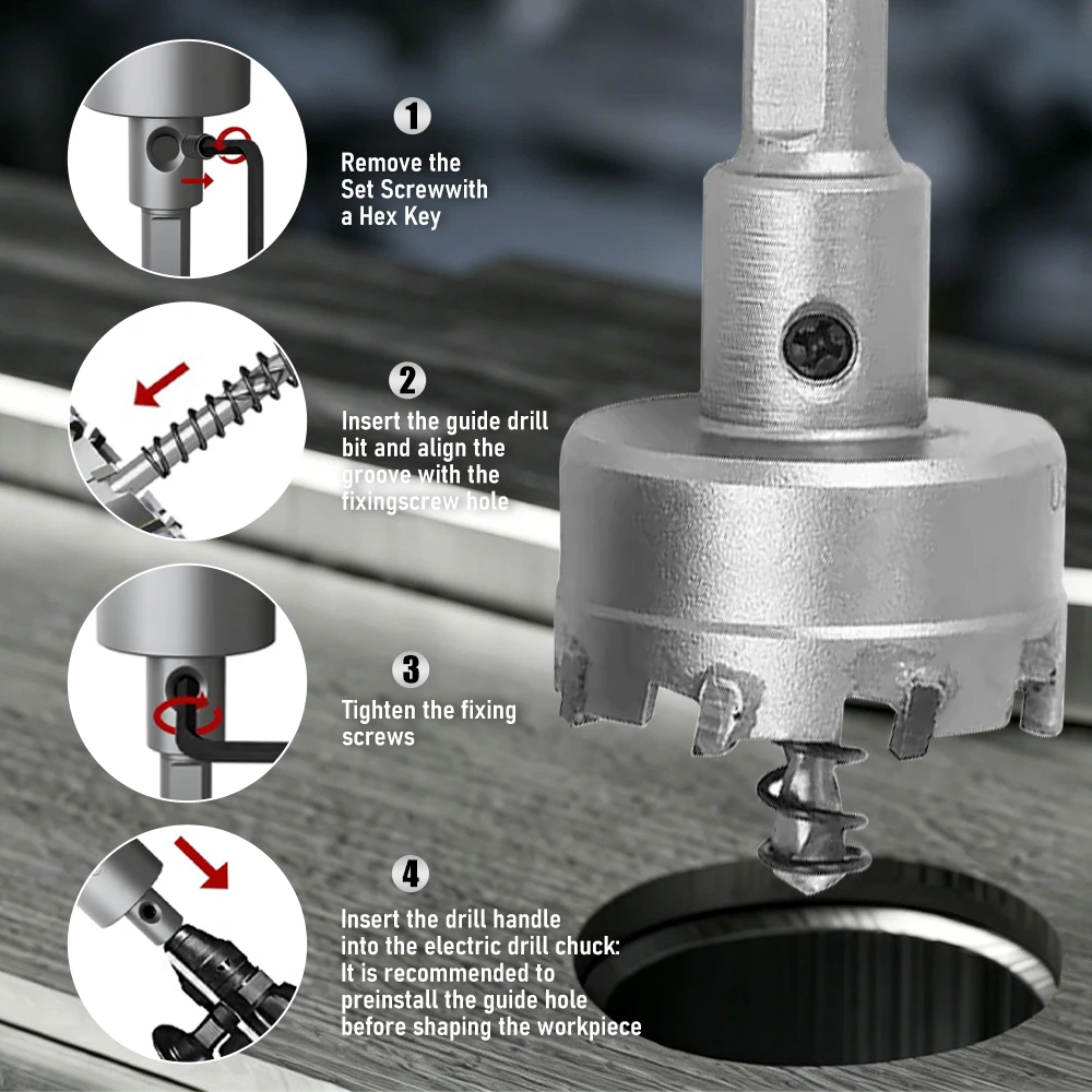 15-100mm TCT Hartmetall-Lochsäge, Mehrzahn-Lochfräser für Edelstahlplatten, Eisenbleche & Metallbohrungen – Detail 5