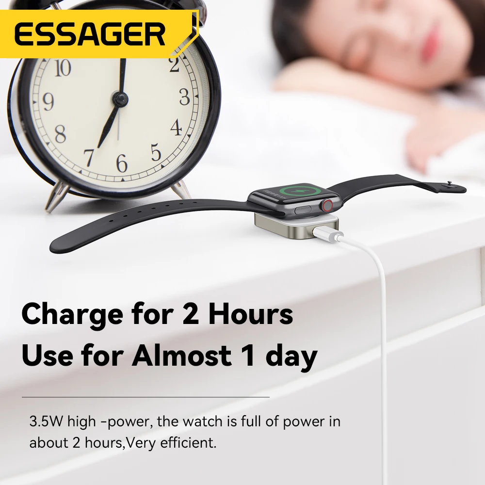 Essager Magsafe Charger For Apple Watch Series 8 7 6 5 4 Portable Magnetic Fast Wireless Charging Dock Station For Apple Watch