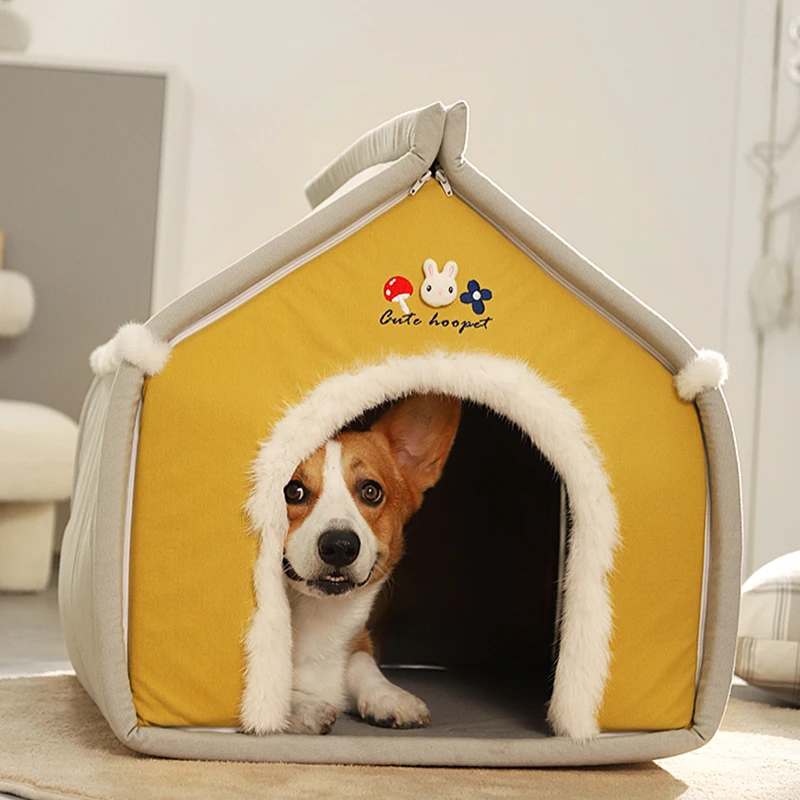 HOOPET Dog Kennel Winter Warmth  Dog House Cat Kennel Closed Winter Cat Tent Pet Supplies Dog Mat