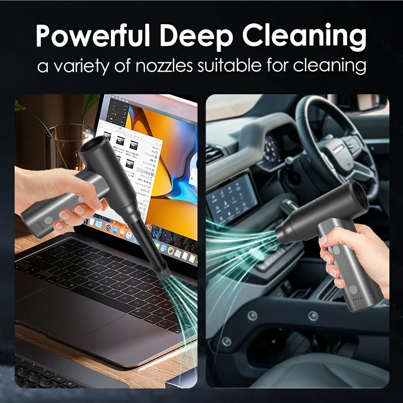 منفاخ هواء مضغوط صغير منفاخ غبار لاسلكي قابل لإعادة الشحن مضخة هواء كهربائية محمولة للوحة مفاتيح الكمبيوتر والأريكة والسيارة المنزلية