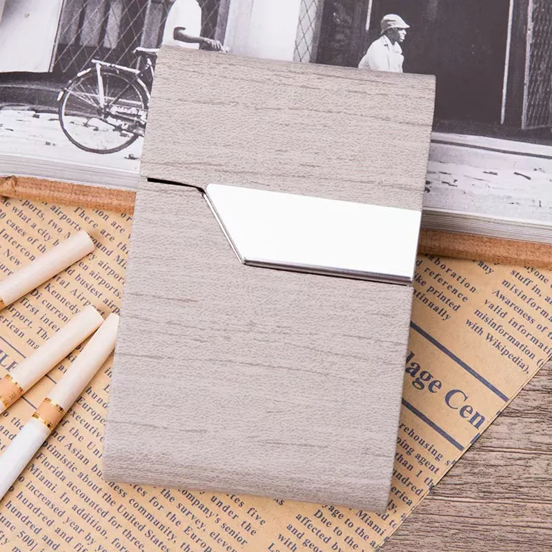 7 Slot Stainless Steel Cigarette Case with Leather Wrap I Card Holder & Moisture-Proof I Shockproof Metal Box for King Size view 2