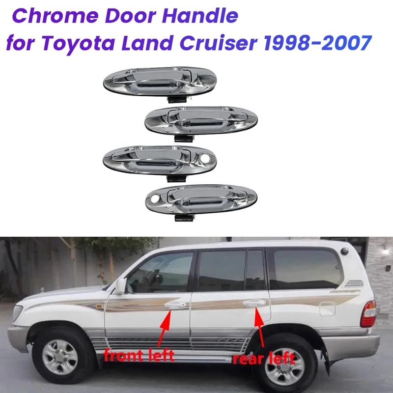 

4 шт./комплект, хромированные ручки для наружной двери для Toyota Land Cruiser 1998-2007 69210-60061 6922060061-69230 60061