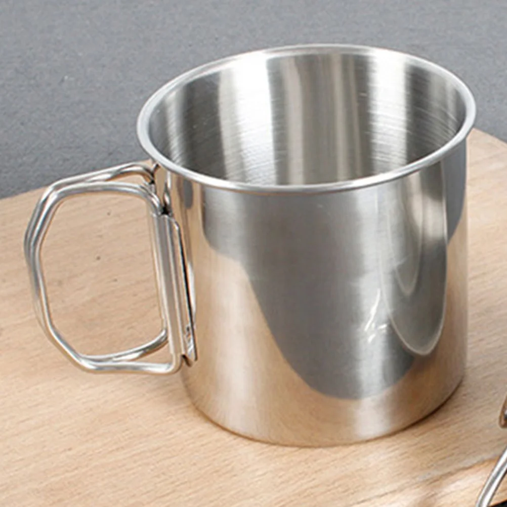 

Портативная уличная чашка для питья из нержавеющей стали, кофейная кружка для кемпинга, складная ручка, многофункциональная кружка для воды, металлические чашки для кемпинга