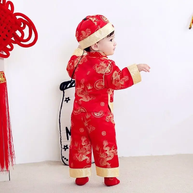 Baby Girls Boys Exquisite Tang Suit Chinese Traditional Costumes Clothing Set Hanfu Infant Spring Festival New Year Clothing