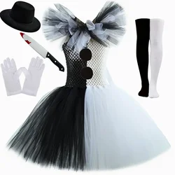 White Black Terrifier Clown Costumes for Girls Fancy Tutu Dress Up Horror Joker Dress for Halloween Carnival Party Costumes