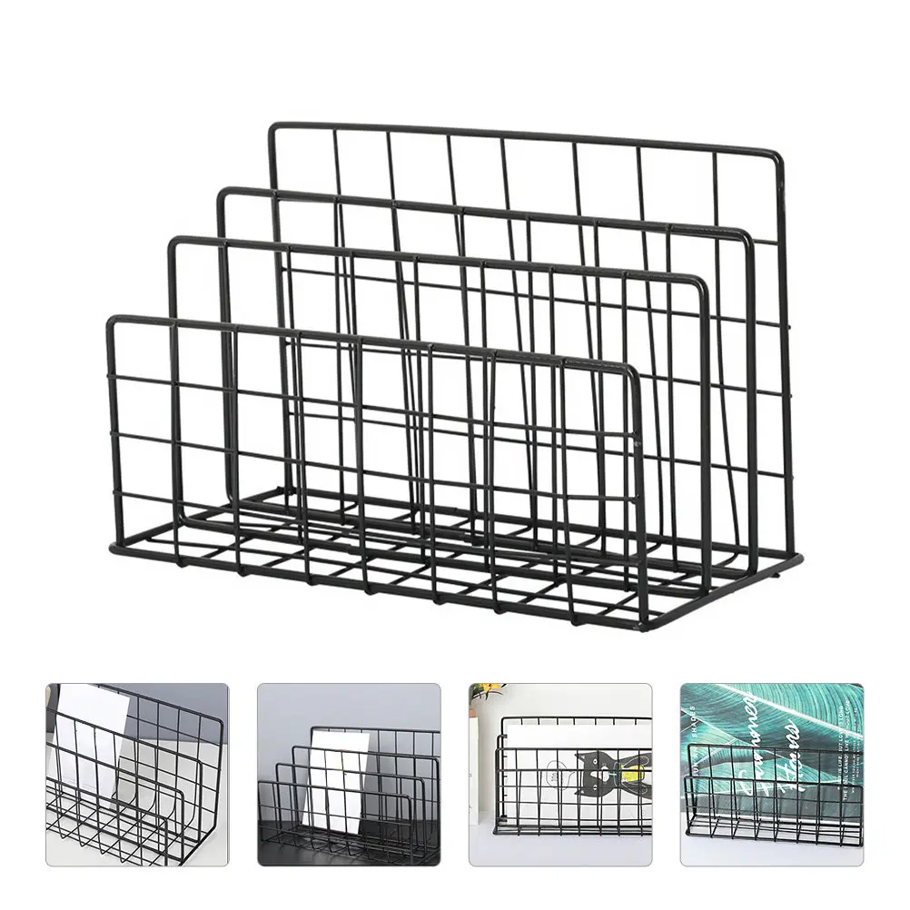 

Desktop Mail Management Organizer 3 Compartment Metal Rack Stylish Space Saving Desk Organizer for Letters Files Magazines