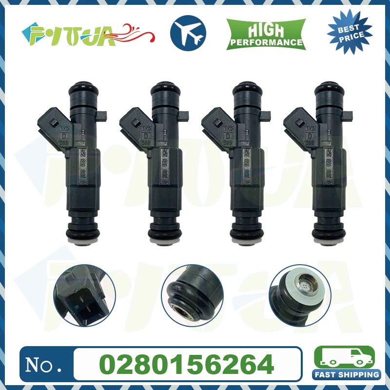 

4pcs Fuel injector 0280156264 Nozzle For Chery TIGGO A5 T11 QIYUN 3 Cielo 1.6L 16v High Performance New