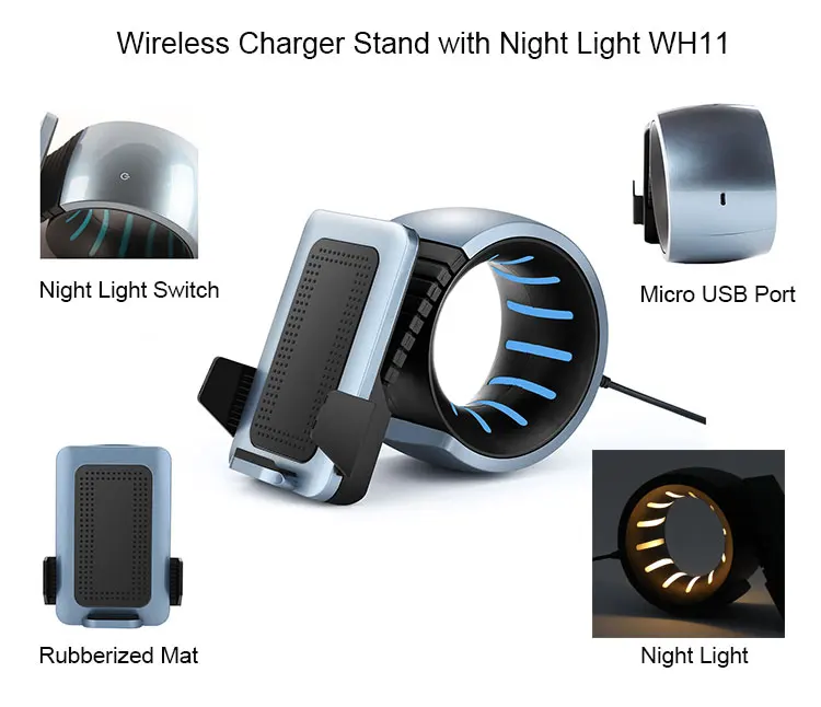 2020 Wholesale patented wireless phone charger lamp with LED Function