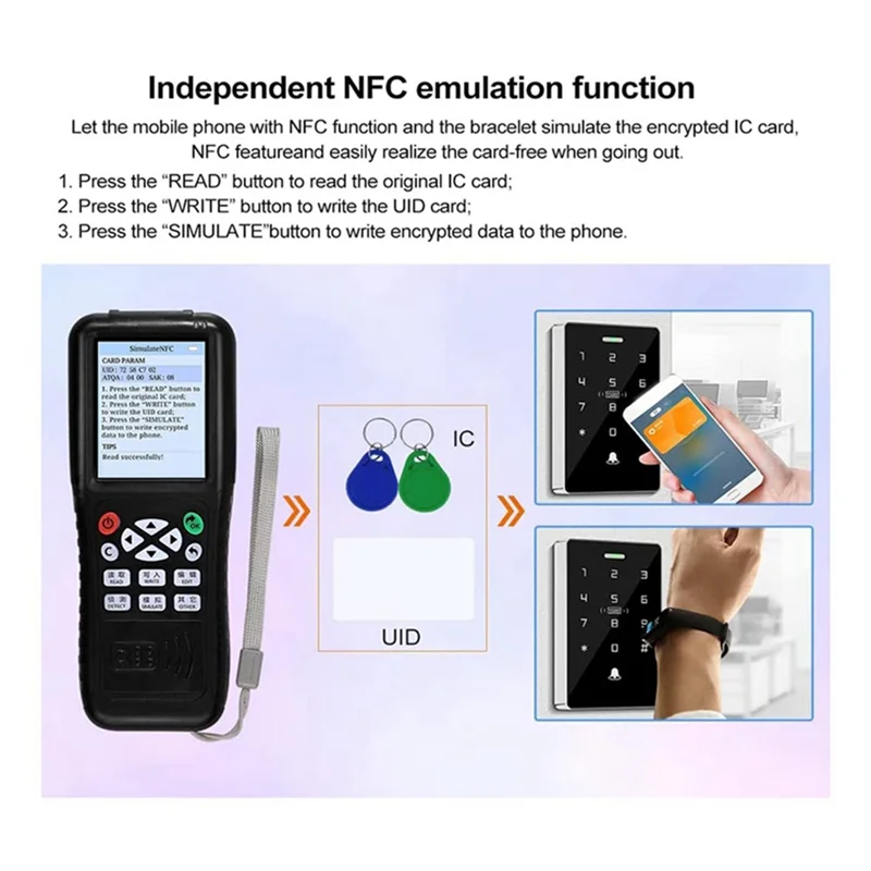 

AA60-X100 RFID NFC Smart Card Reader Writer +5XUID/CUID/5200 Keychain RFID Duplicator Programmer Encrypted ID IC Key Copier