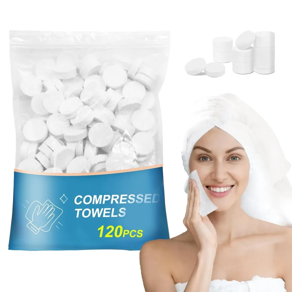 

120 Compressed Travel Towels Disposable Coin Tissues for Camping Outdoor Home