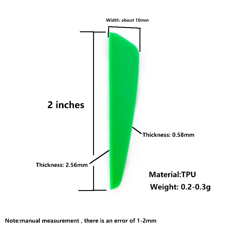 100ชิ้นลูกศร1.8/2นิ้ว TPU vanes อุปกรณ์ล่าสัตว์7สีเหมาะสำหรับลูกศร6.25/7.5นิ้ว