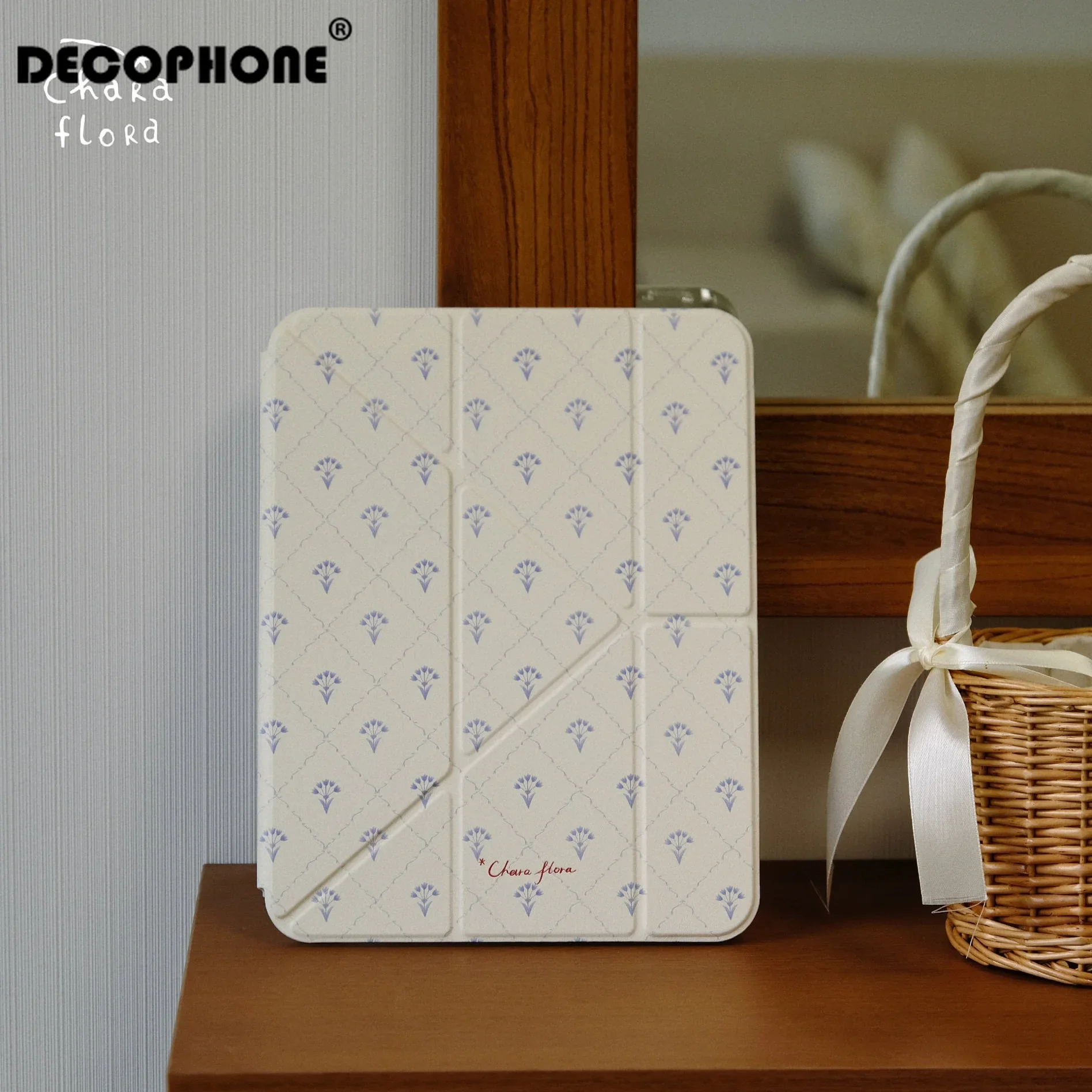 Little Blue Flowers 3+Y-fold tablet case For Samsung Galaxy Tab/Redmi/Lenovo/ iPad/HONOR MagicPad/OPPO/ONE PLUS/HUAWEIMATEOAD