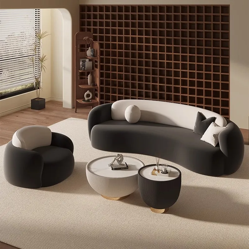 

-+-Modern Simple Sofa Black Curved Designer Aesthetics Living Room Sofas Unusual Leisure Relaxing Muebles Entrance Hall Furnitur