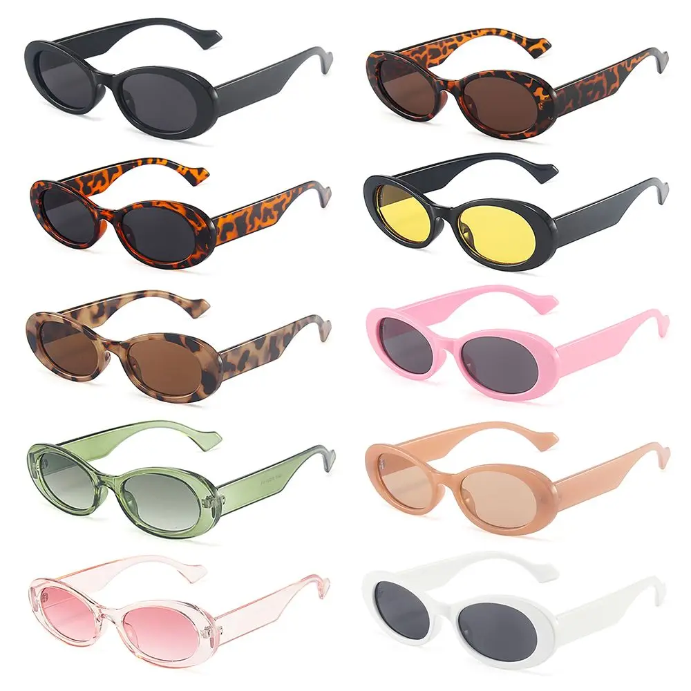 Fashion Eyewear UV400 Leopard Small Oval Sunglasses for Women Sun Glasses Trending Shades