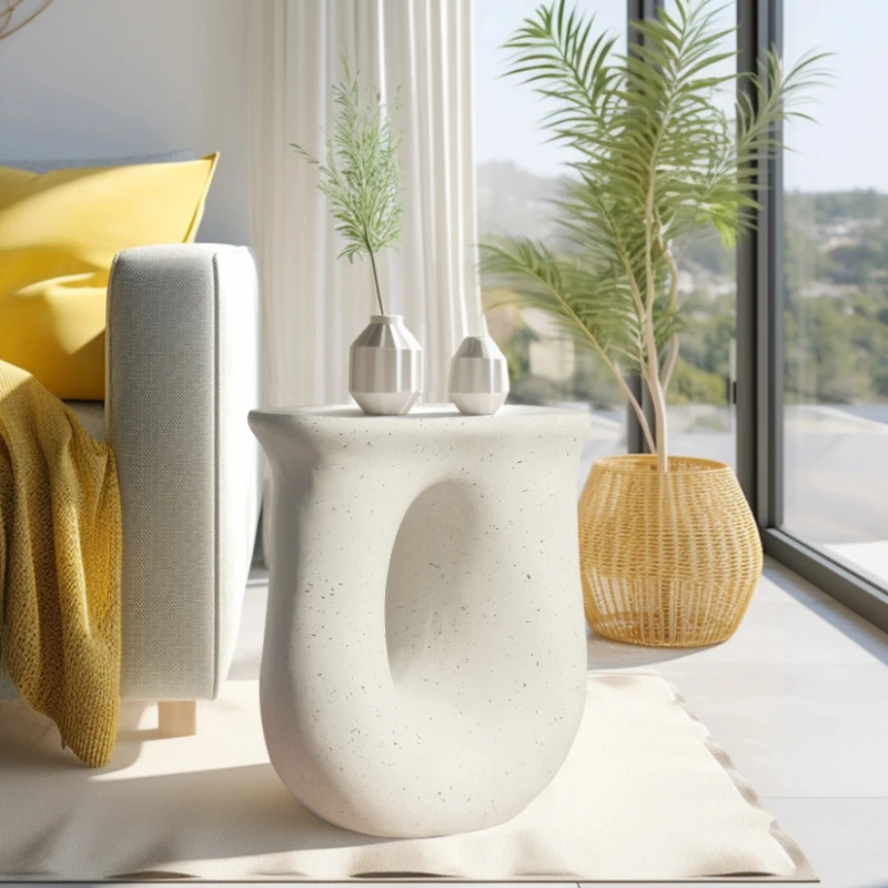 

17.7" Pedestal Table Stand Cabin Decor, Handcast Polyresin, Full Color Finish End Table, Side Table, Plant Stand